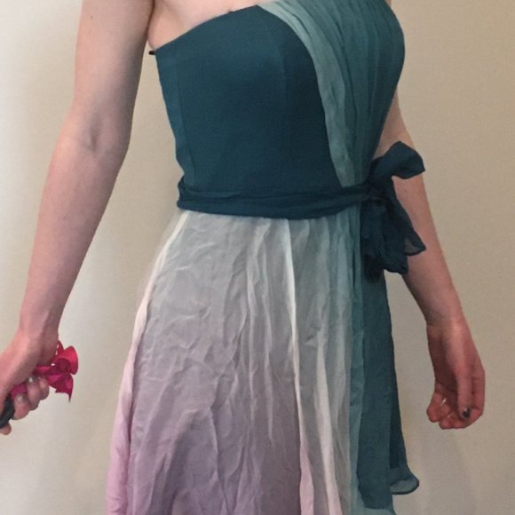 ABS Collection silk mini dress prom or wedding, strapless bodice size 4 - Picture 3 of 7